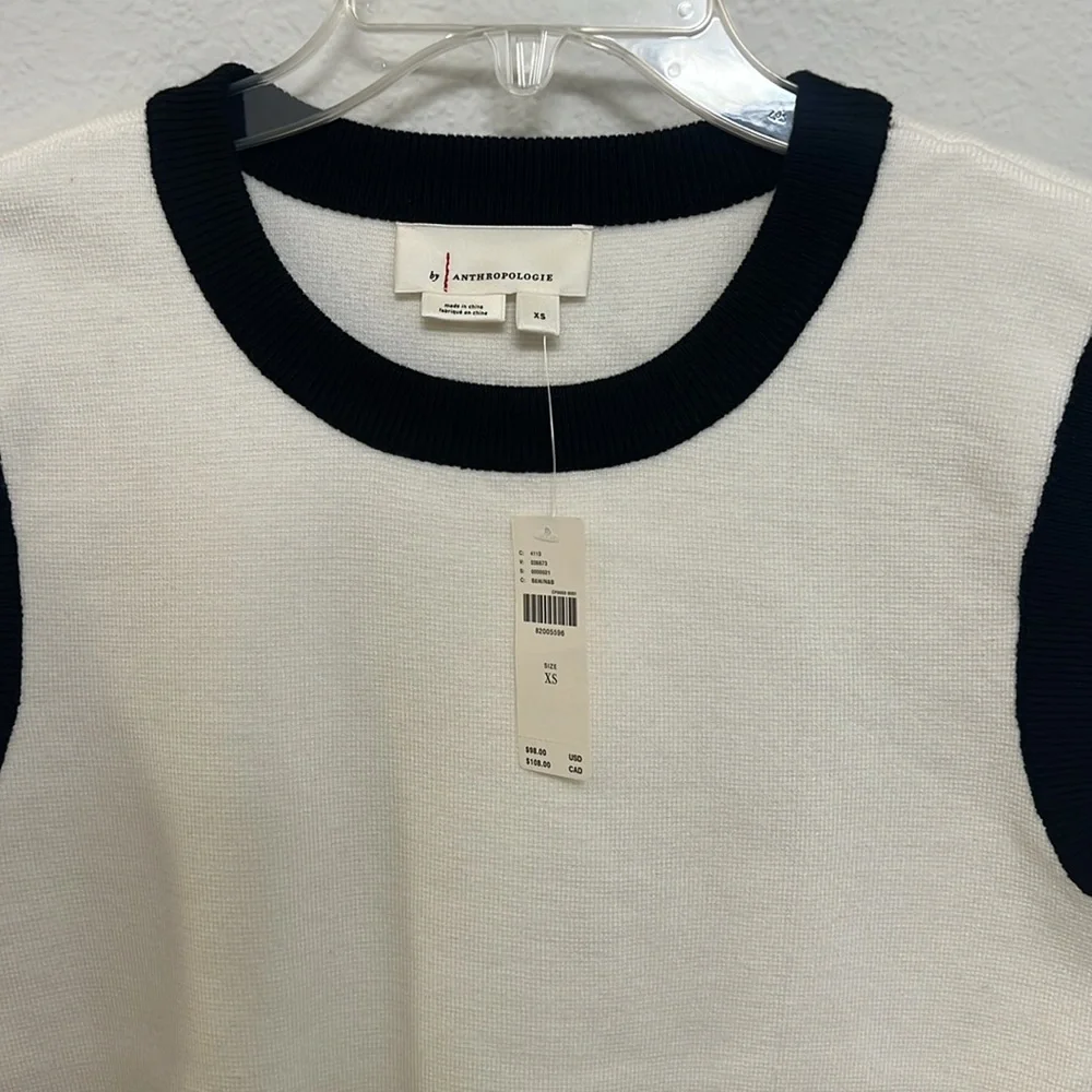 NWT! Anthropologie Layered Poplin Sweater Top in White, Off White, Black size XS - Picture 6 of 10